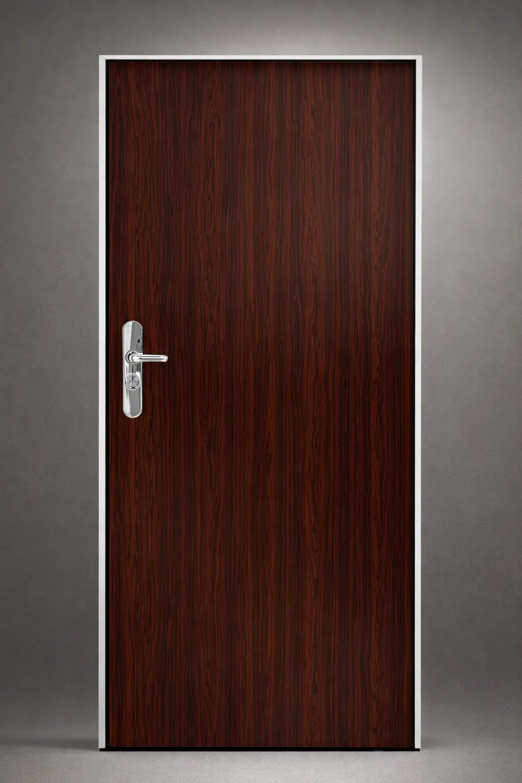 porte blindée simple vantail acajou foncé